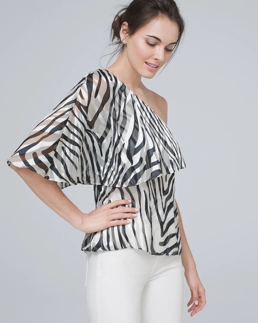 Zebra One-Shoulder Blouse | White House Black Market
